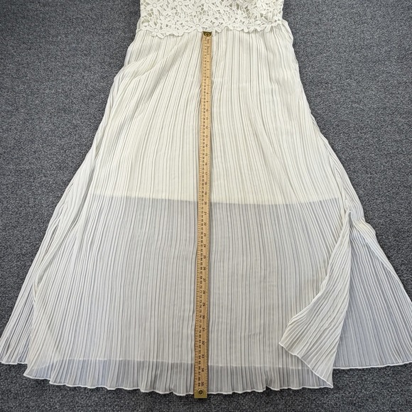French Connection White Lace Bodice Pleated Maxi Dress Spaghetti Straps US 10 - Picture 2 of 6